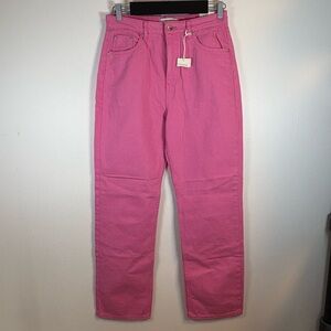 NWT Reserved Women’s Pink Denim Jeans, High-Rise Straight Leg Loose, Y2K, Size 8